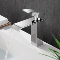 Torneira Cascata para Banheiro Lavabo Inox Cromada Bica Baixa