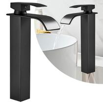 Torneira Cascata Preto Banheiro Bica Alta Monocomando Quente Frio Black