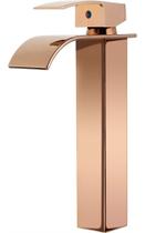 Torneira Cascata Quadrada Banheiro Dourada Rose Alta Lavabo Torneira Cascata Quadrada Banheiro Dourada Rose Alta Lavabo
