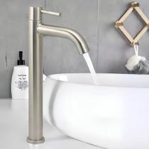 Torneira Clean Alta Cubas Banheiro Cozinha Inox Polido 304 Cor Prateado