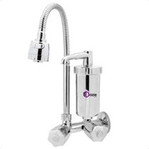 Torneira Com Filtro Cozinha Parede Gourmet Abs Bica Flexível Móvel Registro
