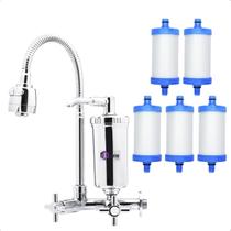 Torneira Com Filtro Cozinha Parede Gourmet Abs C33 + 4 Refil