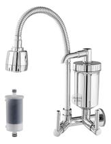 Torneira Com Filtro de Cozinha Gourmet Parede Tubo Gourmet Flexível Chuveirinho 2 Jatos