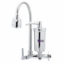 Torneira Com Filtro Gourmet Cozinha Parede Registro 1/4 Volta Flexível Bica