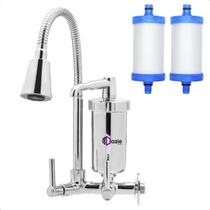 Torneira Com Filtro Gourmet Parede Bica Flexível Móvel Cone e 1 Refil Vela Extra