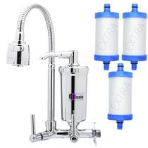 Torneira Com Filtro Gourmet Parede Pro Saude + 3 Refil Extra