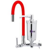 Torneira Com Filtro Parede Gourmet Emborrachada Vermelha Abs