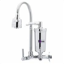 Torneira Com Filtro Purificador de Água Gourmet C72 Pia Cozinha Bica De Parede Flexível de Metal Inox 1 4 de Volta Arejador Dazie Metais