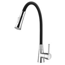 Torneira Com Misturador Monocomando Lorenzetti Cozinha Mesa Bica Flexível 2257 B27 Preto