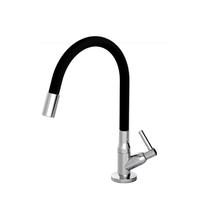 Torneira Cozinha ABS 1/4 Bancada Bica Flexível Cromado Preta