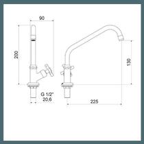 Torneira Cozinha Balcão Bica Móvel 1173 Tetra C24 1/4V Meber