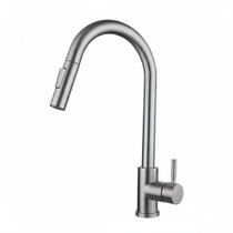 Torneira Cozinha Bancada Bica Alta Prata Inox Luxo Detroit