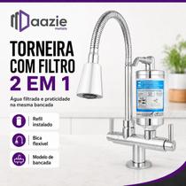 Torneira Cozinha Bancada Filtro Cone Flexível 2 Jatos Chuveirinho Refil Incluso Pia 1/4 de Volta Torneira Cozinha Bancada Filtro Cone Flexível 2 Jatos Chuveirinho Refil Incluso Pia 1/4 de Volta