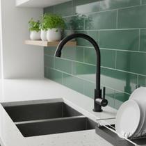 Torneira Cozinha Banheiro Lavabo Aço Inox Gourmet Preta Bancada Mesa Pia Moderna Água Fria