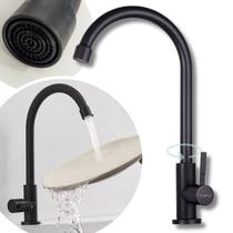 Torneira Cozinha Banheiro Lavabo Aço Inox Gourmet Preta Bancada Mesa Pia Moderna Água Fria