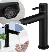 Torneira Cozinha Banheiro Lavabo Lavatório Bancada Pia Moderna Preto Fosco Água Fria Cuba Média