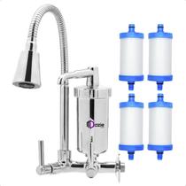 Torneira Cozinha Bica Cone Móvel Flexível Gourmet Chuveirinho Metal com Filtro + 3 Refil Vela Extra