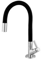 Torneira Cozinha Bica Flexível 1/4 Volta Preto 30cm