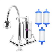 Torneira Cozinha Bica Flexível Gourmet Chuveirinho Metal Filtro Bancada Mesa + 2 Refil Vela Extra Torneira Cozinha Bica Flexível Gourmet Chuveirinho Metal Filtro Bancada Mesa + 2 Refil Vela Extra