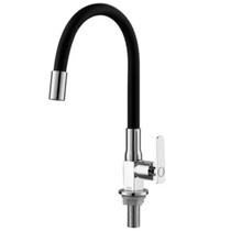 Torneira Cozinha Bica Flexível Preto Bancada Mesa 35.8cm