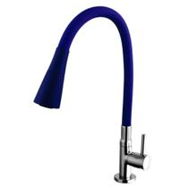 Torneira cozinha bica móvel duo jet azul kimetais