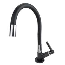 Torneira Cozinha Cano Silicone Flexível Luxo Bancada C-66 Preto Fosco Cód. 5322