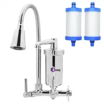 Torneira Cozinha de Metal Filtro de Água Bica Flexível Cone Chuveirinho Cromada + Refil Vela Extra