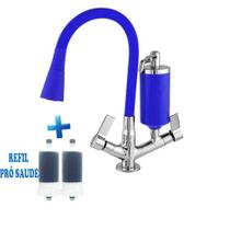 Torneira Cozinha Filtro Bancada Flexível Jato Duplo Cone C-70 Safira Copo Color Varias Cores Cód. 2173