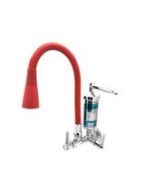 Torneira Cozinha Filtro Tubo Flexivel Vermelha Parede Copo Metal Luxo