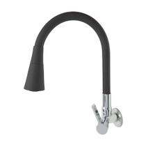 Torneira Cozinha Flexível Parede Luxo Preto Jato Duplo Cone C-70 Cód. 5500