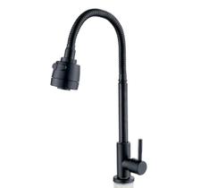 Torneira Cozinha Flexível Telca Metais XSCF-8624 de Água Fria Jato e Ducha Acabamento Cor Preto