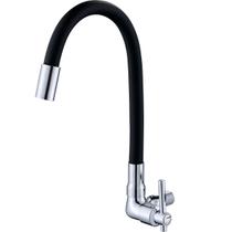 Torneira Cozinha Flexível Telca XSCF-8633 Misturador Água Quente Fria Monocomando Cor Preto/Cromado