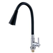 Torneira Cozinha Gourmet Bancada/Mesa Cromada e Preta c/ Bica Gourmet Flexível 1/4 volta