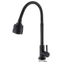 Torneira Cozinha Gourmet Bancada/Mesa Preta c/ Ducha Flexível 1/4 volta