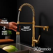 Torneira Cozinha Gourmet Dourada 50cm Bancada Mesa Escovada com Spray Monocomando Extensiva Misturador Alta qualidade