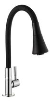 Torneira Cozinha Gourmet Flevixel 2 Jatos Preta Luxo Deck