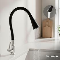 Torneira Cozinha Gourmet Flexível 2 Jatos Giro 360º Corpo Maleável Em Silicone De Alta Qualidade Com Acabamento Cromado Anti Ferrugem Beltempo