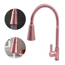 Torneira Cozinha Gourmet Flexível Cone Rose Gold Dois Jatos