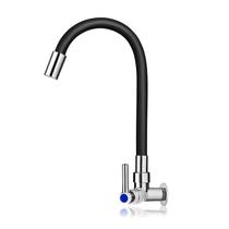 Torneira Cozinha Gourmet Flexivel De Parede Silicone Preto