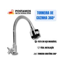 Torneira Cozinha Gourmet Flexível De Pia Metal Inox Giratória 360 Duplo Jato Bancada Luxo Torneira Cozinha Gourmet Flexível De Pia Metal Inox Giratória 360 Duplo Jato Bancada Luxo