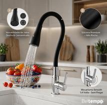 Torneira Cozinha Gourmet Flexível Duplo Jato Rotação 360º Silicone Premium Anti Corrosão e Ferrugem Preta Classic Beltempo Torneira Cozinha Gourmet Flexível Duplo Jato Rotação 360º Silicone Premium Anti Corrosão e Ferrugem Preta Classic Beltempo