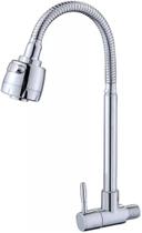 Torneira Cozinha Gourmet Flexível Luxo Parede Cromada Metal