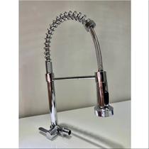 Torneira Cozinha Gourmet Inox Escovado Monocomando Com Spray Extensor Luxo Quente Fria