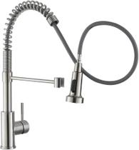 Torneira cozinha gourmet misturador monocomando extensível aço escovado
