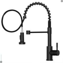 Torneira cozinha gourmet misturador monocomando extensivel preta duplo spray bancada