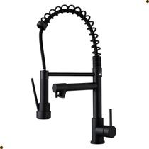 Torneira cozinha gourmet misturador monocomando flexível preto fosco black bancada vip