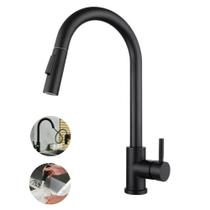 Torneira Cozinha Gourmet Misturador Monocomando Inox 304 Preto Fosco