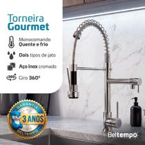 Torneira Cozinha Gourmet Monocomando Flexível Aço Inoxidável Mangueira Extensível Mesa Bancada Beltempo