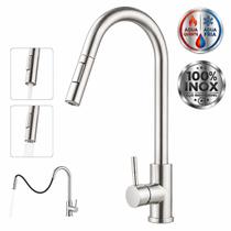 Torneira Cozinha Gourmet monocomando misturador Flexível Extensível Inox Bancada alta pressão quente e fria luxo elegante