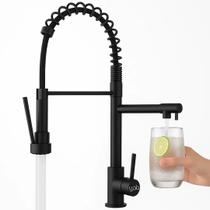 Torneira Cozinha Gourmet Monocomando Quente/Frio Extensor Flexível Bancada Aço Inox Cor Preta - Yab